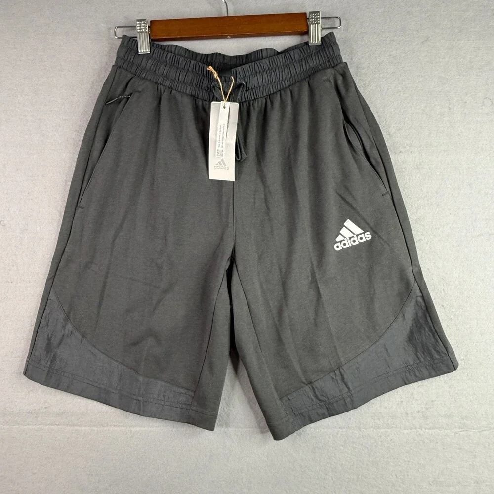 Adidas GG Fresh Athletic Shorts Mens Small Gray Cotton Blend NWT Drawstring